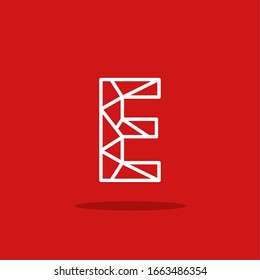 Modern Red White Vector Logo Letter E. E Lines Letter Design Vector