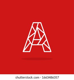 Carta A con el logotipo moderno del Vector Blanco Rojo. Vector de diseño de letras de líneas