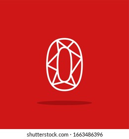 Modern Red White Vector Logo Number 0. 0 Lines Number Design Vector