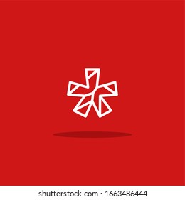 Modern Red White Vector Logo Astrix. Astrix Lines Letter Design Vector