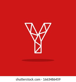 Modern Red White Vector Logo Letter Y. Y Lines Letter Design Vector