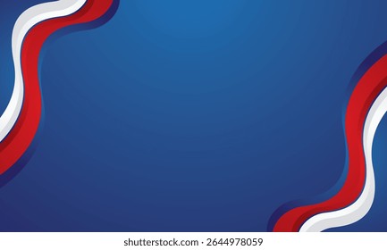 Modern red white wave on blue background design