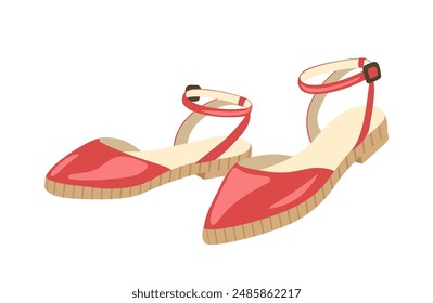 Modern red woman sandals stylish accessory for summer vector illustration isolated on white