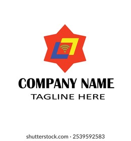 Modern red and yellow abstract logo design with geometric star shape, perfect for business branding and company identity. Editable vector format, ideal for various industries and professional use.