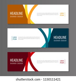 Modern Red,Orange and Blue color banner design.Horizontal advertising banner.