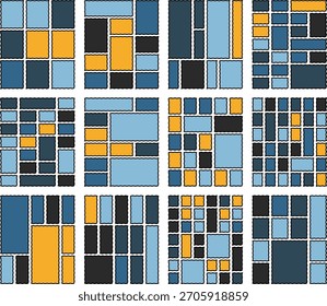 Moderno refinado Zigzag Postage Bento Ilustrações Grade para Usos Criativos