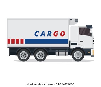 Modern Refrigerated  Truck Delivery Illustration In Isolated White Background