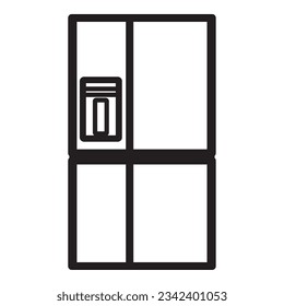 Modern refrigerator icon, freezer vector design, Freezer cold line icon, outline vector sign, linear style pictogram isolated on white Backgound. Refrigerator and snowflake symbol, logo illustration.