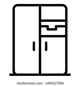Modern refrigerator icon. Outline modern refrigerator vector icon for web design isolated on white background
