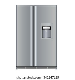 Modern refrigerator isolated on a white background