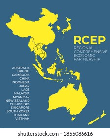 Modern Regional Comprehensive Economic Partnership (RCEP) map background. Vector Illustration. EPS10