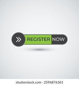 Modern register now label banner isolated vector design template