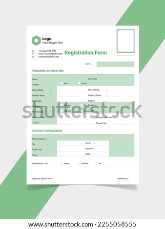 Modern Registration Form cover page
