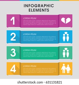Modern relationship infographic template. infographic design with relationship icons includes broken heart. can be used for presentation, diagram, annual report, web design.
