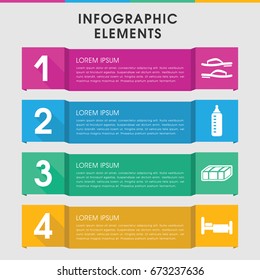 Modern relax infographic template. infographic design with relax icons includes garden bench, baby bottle. can be used for presentation, diagram, annual report, web design.