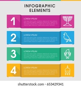 Modern religious infographic template. infographic design with religious icons includes dove, mosque, angel. can be used for presentation, diagram, annual report, web design.
