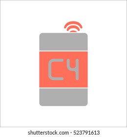 Modern remote bomb sign flat icon on background