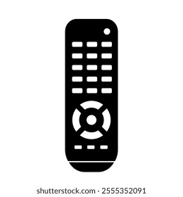 Modern Remote Control for TV Icon with Multiple Buttons Simple Black Silhouette Illustration