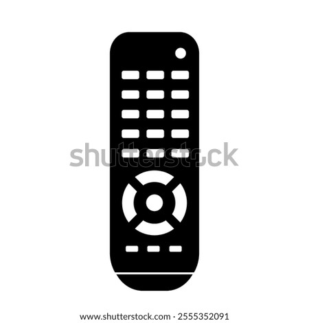 Modern Remote Control for TV Icon with Multiple Buttons Simple Black Silhouette Illustration