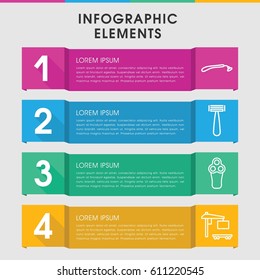 Modern removal infographic template. infographic design with removal icons includes razor, electric razor. can be used for presentation, diagram, annual report, web design. 