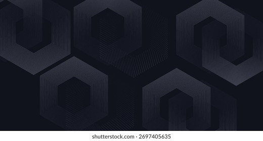 Renderização moderna de iluminado cinza colorido corredor arte padrão moderno linha de hexágono