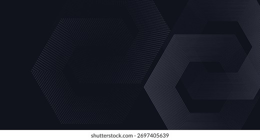 Renderização moderna de cinza iluminado corredor arte padrão moderno hexágono