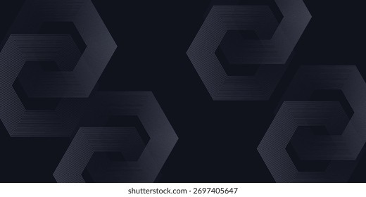 Renderização moderna de iluminado cinza colorido corredor arte padrão moderno linha de hexágono