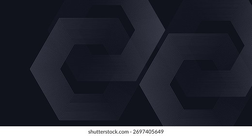 Renderização moderna de cinza iluminado corredor arte padrão moderno hexágono