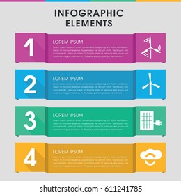 Modern renewable infographic template. infographic design with renewable icons includes mill, solar panel. can be used for presentation, diagram, annual report, web design. 