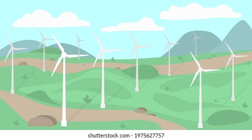 Modern renewable windmill clean energy vector illustration.