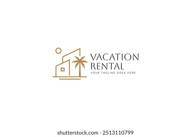 Modern Rental Vacation House Logo Minimalist Abstract Illustration Brand Identity