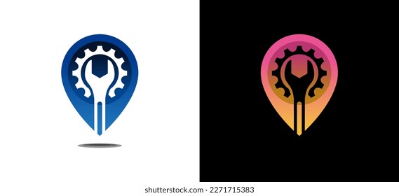 Modern repair service pin icon logo design