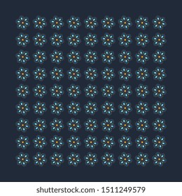 Modern repeat floral pattern elegant bandana design. Delicate flowers on a navy blue. Summer stylish textile accessory. Simple geometric minimal motif all over print block for male, female silk scarf.