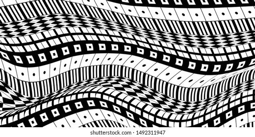 Modern repeating geometric pattern vector design element banner header template monochrome halftone