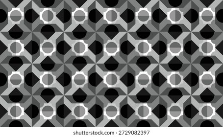 Ornamento geométrico de escala de grises repetitivo moderno. Ilustración vectorial de Profesional para la marca tecnológica y el diseño de superficies industriales