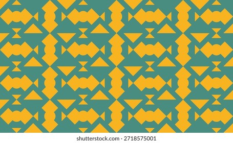 Patrón repetitivo moderno con Formas amarillas simétricas. Textura geométrica decorativa con estilo de diseño plano