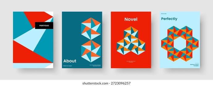Layout de Relatório Moderno. Design de folheto isolado. Modelo de cartaz geométrico. Faixa. Histórico. Panfleto. Apresentação de negócios. Capa de Livro. Identidade da marca. Panfleto. Folheto informativo. Carteira. Boletim Informativo