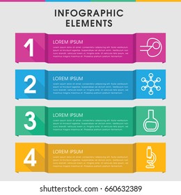 Modern research infographic template. infographic design with research icons includes test tube, microscope. can be used for presentation, diagram, annual report, web design.