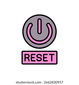 Ícone Moderno de Interface de Redefinição com Símbolo de Energia e Ilustração de Vetor de Tema Cinza Rosa