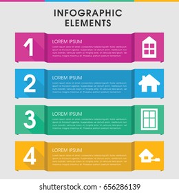 Modern residence infographic template. infographic design with residence icons includes window. can be used for presentation, diagram, annual report, web design.