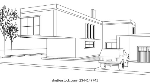 modern residential architecture 3d illustration