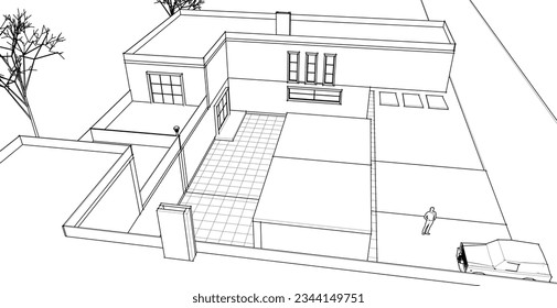 modern residential architecture 3d illustration