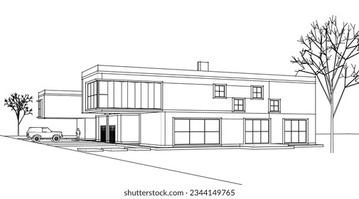 modern residential architecture 3d illustration