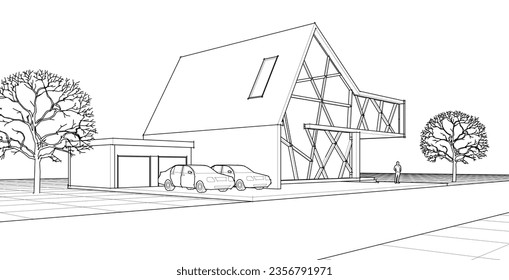 modern residential architecture 3d rendering