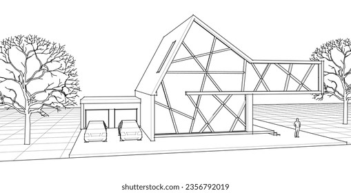 modern residential architecture 3d rendering