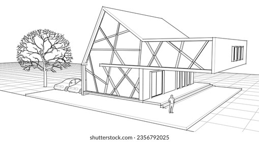 modern residential architecture 3d rendering