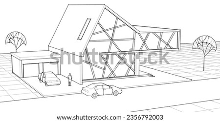 modern residential architecture 3d rendering
