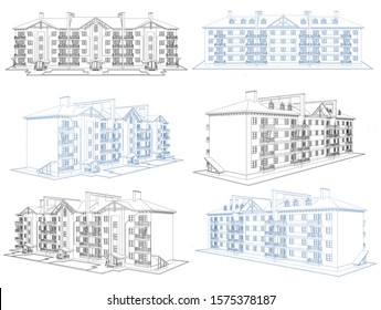 Modern Residential Building Vector 05. Illustration Isolated On White Background. A Vector Illustration Of Modern Residential Building.