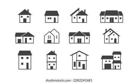 Modern Residential Structure Vector Icons - A Sleek and Simple Set for Real Estate Designs