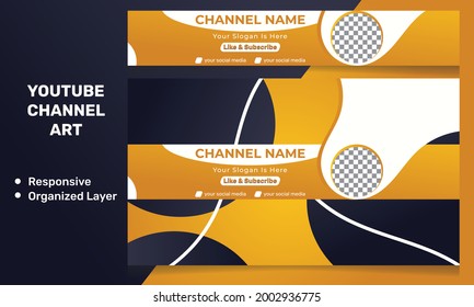 Plantilla moderna de banner de canal con respuesta. Moderno canal de vídeo arte Fondo. Plantilla de diseño de pantalla final.